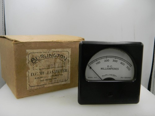 Burlington 2,95" Square 500mA DC Meter NOS NIB Serious Tubes AXL523 - Bild 1 von 4