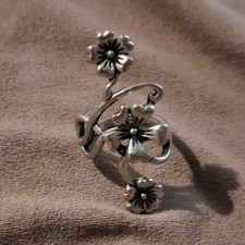 Sterling Silver Flower winding vine Ring Size 8