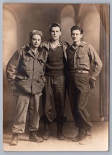 WW2 Era Photograph Three 3 Soldiers Studio Photo R5