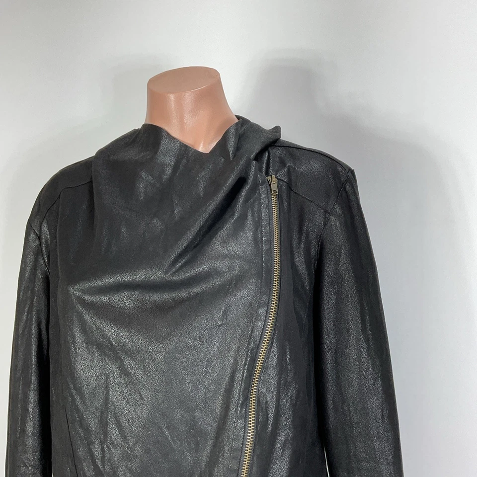 MOTE | Chaqueta de gamuza sintética Moto Drape con cremallera Anthropologie talla grande asimétrica Foto 4 de 4
