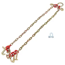 V-Chain Bridle 5/16"×3' Tow Chain G80 10800Lbs With 5/16' RTJ Hook Grapple Hook
