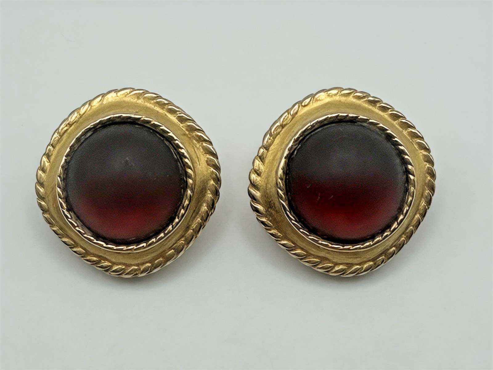 Kenneth Jay Lane Amethyst Glass Cabochon Earrings… - image 1