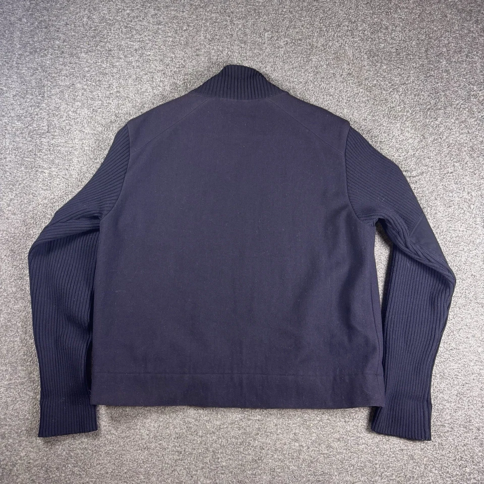 Vintage Gap Jacket Mens XL Navy Wool Full Zip Ribbed Sweater Pockets  - Image 2 of 4