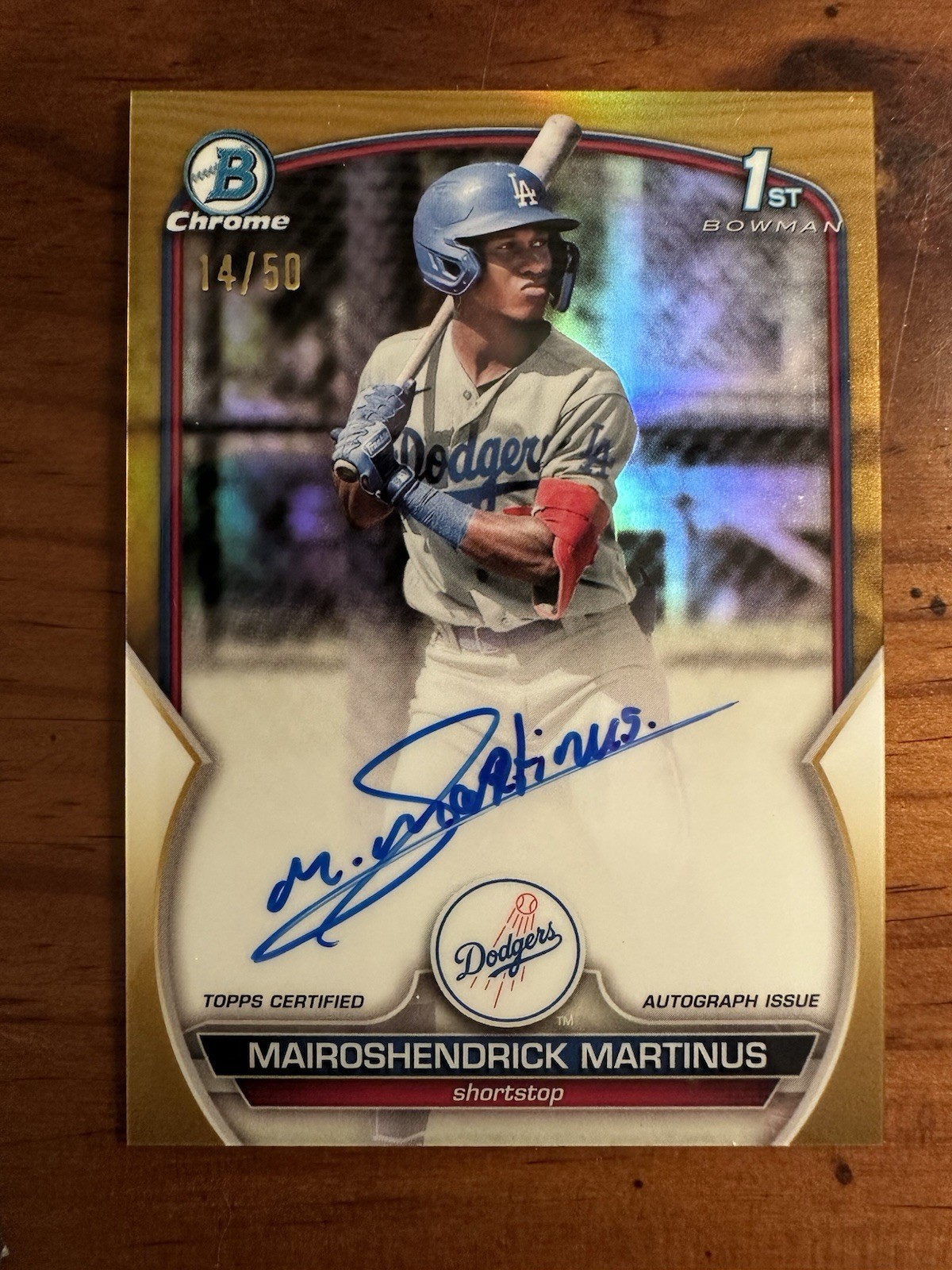 Mairoshendrick Martinus 2023 Bowman Chrome 1st Gold Refractor Auto /50 #CPA-MMA