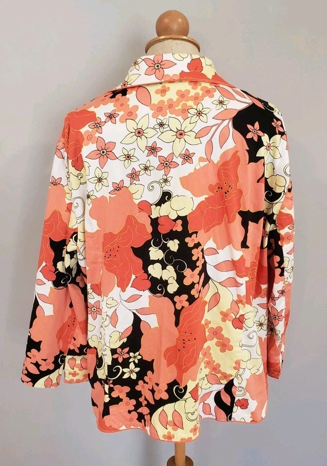 Alexandra Bartlett женщина оранжевый коричневый цветочный 3 кнопки блейзер куртка размер 20 Вт - Изображение 3 из 4