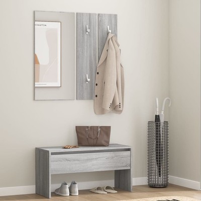 Garderobenset Flurgarderobe Garderobe Wandgarderobe Spiegel Flurbank vidaXL