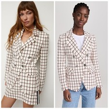 Veronica Beard Taja Graphic Tweed Dickey Jacket Blazer Plaid Size 10