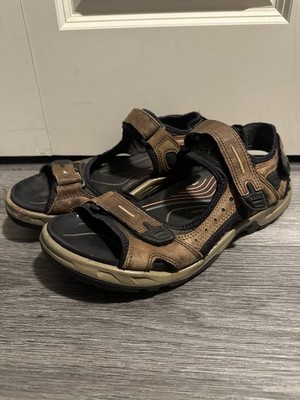 Ecco Shoes Mens Size 10 Brown Leather Hook & Loop Strap Hiking Sandals