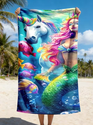 Strandtuch 150cm Einhorn Meerjungfrau Badetuch Handtuch Sauna Pool Strandlaken