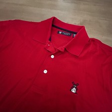 Oxford Golf Polo Shirt Mens Large Red Windmill Embroidered Logo Classic Cotton