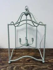 Charlotte And Ivy Pagoda Lantern Duck Egg Blue Painted Iron 4 Light Chandelier