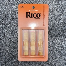 3-Pack Rico Unfiled Reeds For Bb Clarinet. (Strength 1.5) RCA0315
