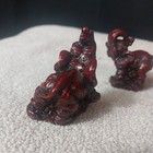 3 Red Resin Elephant Figurines Statue Trunk Up Good Luck Charm 2.5” Tall — photo 3