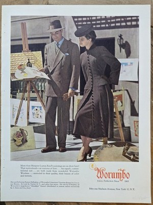1948 Women's Wonderful Worumbo Louise Barnes Gallagher suit vintage ad