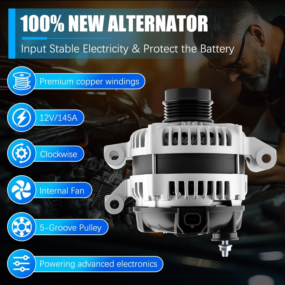 Alternator 11682 Fits Chevrolet Colorado 2015-2020 Impala 2014-2019 104210-1962 Foto 3 de 4