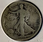 1916-S Obverse 50C Walking Liberty Half Dollar - Cleaned - (38-10)