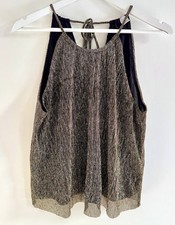 H&M  Halter Floaty Top Going Out Black Gold Stripes Size 16 UK