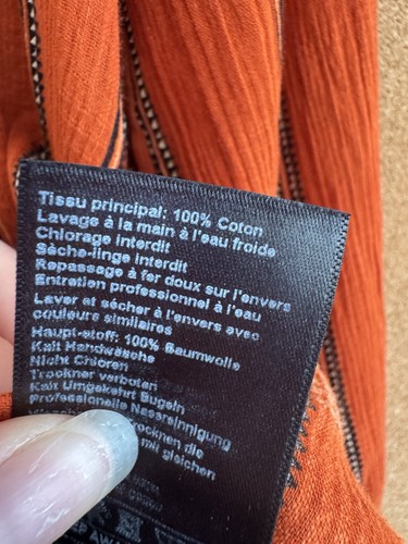 Ba&Sh Shirt Size XS UK 8 Orange Black Striped Long Sleeve Boho Relaxed Cotton - Picture 8 of 18