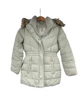 Abercrombie  Fitch Kids Ultra Collection Light Green Winter Coat Faux Fur 9/10