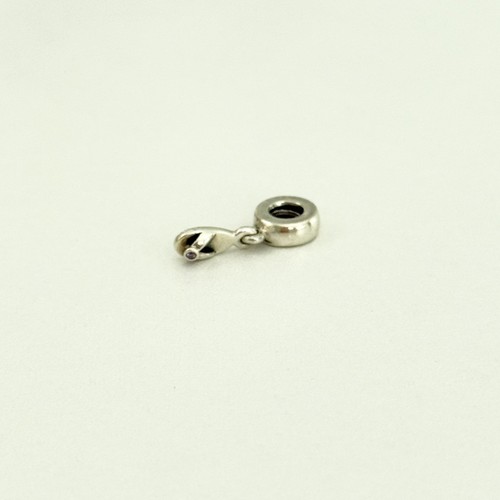 Pandora Sterling Silver Pink CZ Flip Flop Sandal Shoe Retired Dangle Bead Charm - Picture 5 of 7