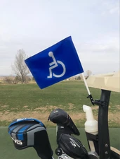 Handicap Golf Cart Flag and Mount.  Golf cart flag mount.