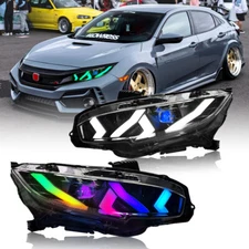 RGB Full LED Headlights For Honda Civic 2016-2021 Front Lamps Assembly