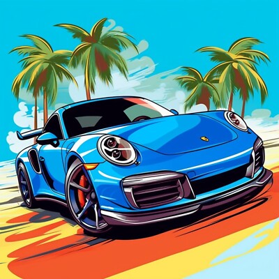 Porsche 911 Turbo Sports Car Poster Wall Art | AI | POSTER 24 X 24