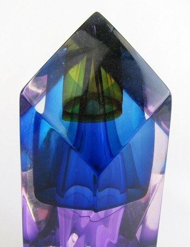 Paul Manners Studio Art Glass Modernist Prism 7 1/2" Sculpture Paperweight - Picture 5 of 9