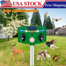 Upgraded Solar Ultrasonic Animal Repellent Dog Cat Skunk Deer Raccoon For Garden