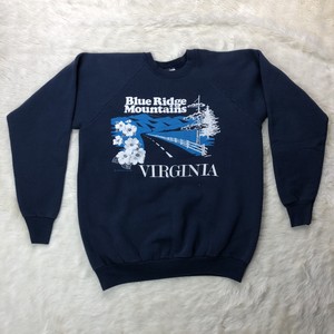 Vtg-Blue-Ridge-Mountains-Virginia-Sweatshirt-Sz-XL-Blue-Long-Sleeve-Tee