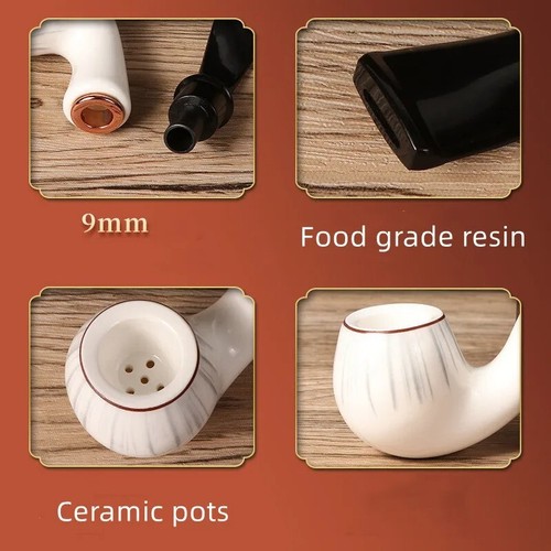 Resin Cigarette Pipe White Bent Type Portable Smoking Accessories for Gift 9mm - Picture 3 of 24