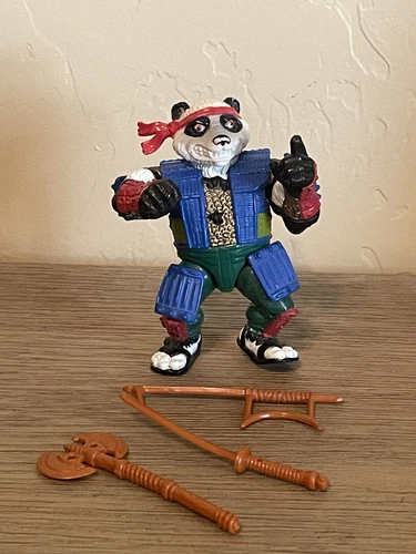 Vintage PANDA KHAN & Leo the Sewer Samurai 1990 Playmates TMNT w/ Accessories