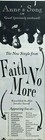 FAITH NO MORE 1988 Print ADVERT ANNE'S SONG Introduce Yourself