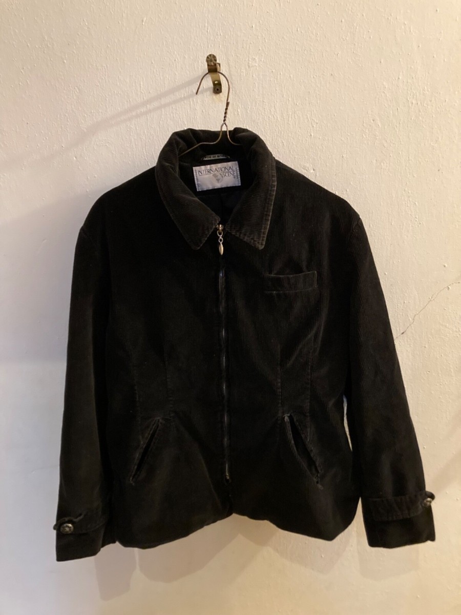 【80s】Euro Vintage Black Corduroy Coat International Scene Women's Corduroy Coat, Size 16, Vintage