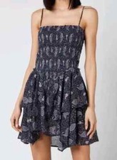 Isabel Marant Etoile Women sz 4 Anka Dress Smocked Shirred Tiered Paisley Print