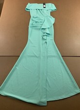 Fashion Nova Womens XS Mint Ruffle Nicole Off Shoulder Mermaid Maxi Dress NWT