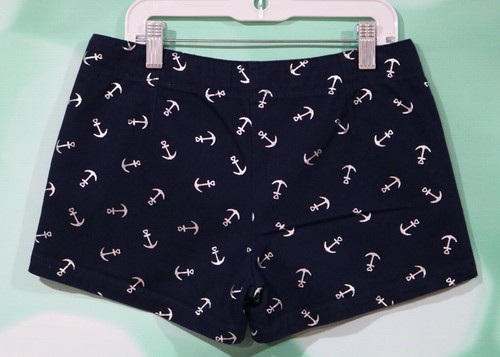 Nautica Girls Size 12 Navy Adjustable Waist Nautical Silver Anchor Shorts - Picture 2 of 2