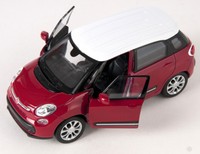 Blitz Versand Fiat 500 L 2013 Rot-Weiss / Red Welly Modell Auto 1:34 Neu & Ovp