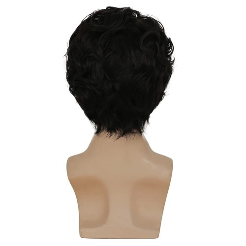 Brown Synthetic Curly Wigs Side Part Fashion Male Wig Halloween - Picture 8 of 12