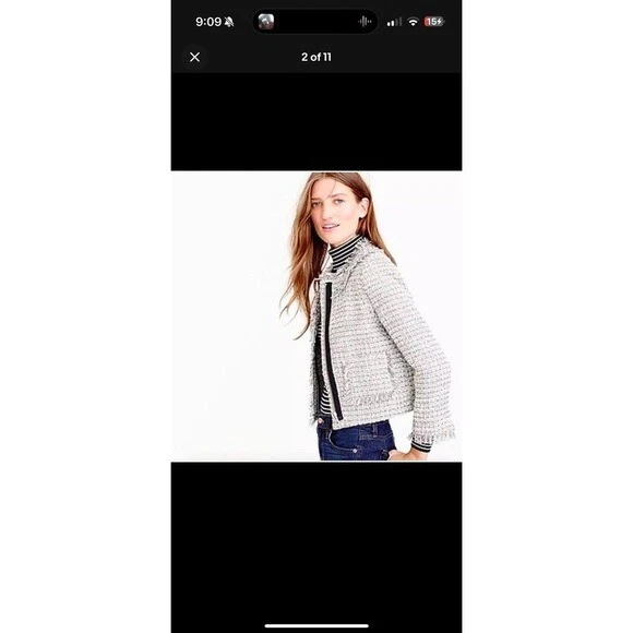 Chaqueta Blazer J.Crew Plateada Metálica Gris Tweed Mezcla de Lana Dama Talla 10 Foto 3 de 4