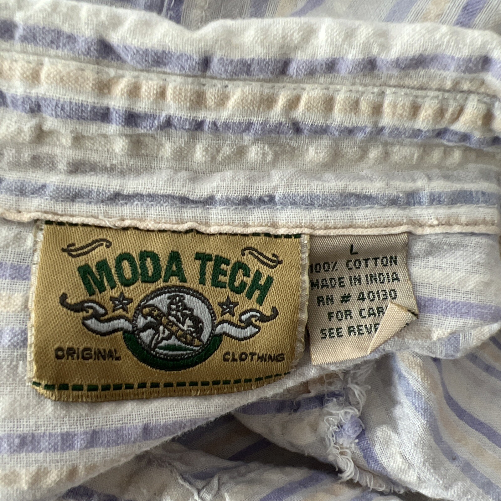 Moda Tech Button Down Shirt Men Large Purple Stri… - image 3