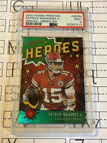 2020 Panini Prestige HEROES Green Insert PATRICK MAHOMES PSA 9 MINT NICE 24/99 !