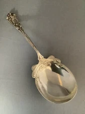 Durgin Iris Sterling Art Nouveau 9” Casserole Berry Serving Spoon NO MONO