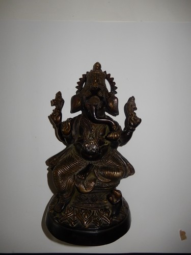 FIGURA DE DIOS ELEFANTE GANESHA DE COLECCIÓN BRONCE DIOS HINDÚ USADA - Imagen 4 de 4