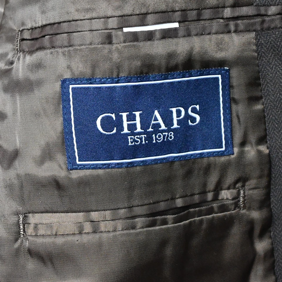 Chaps Ralph Lauren 44L Brown Herringbone Velvet Blazer Suit Jacket Sport Coat - Image 4 of 4