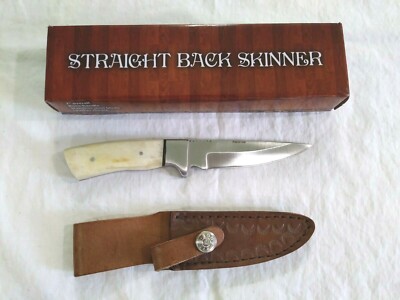 RITE EDGE STRAIGHT BACK SKINNER KNIFE w/ Leather Sheath 7'' overall   NEW IN BOX 