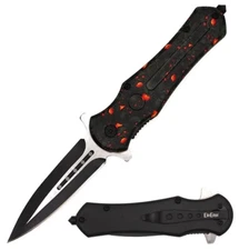 3.5" Skull Dagger Style Spring Assisted Open Folding Pocket Knife w/ Glass Break