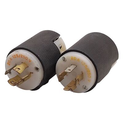 Lot of 2 Hubbell Twist-Lock Male Plug, 3P 4-Wire, 125/250VAC 20A, NEMA L14-20P