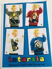 Intarsia Hand Knitting Patterns Fireman Sam Children Adult 22” - 44” Sweater
