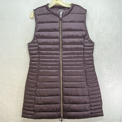 NWT Save The Duck Womens Cindy Long Puffer Zip Vest Misty Rose-sz Large